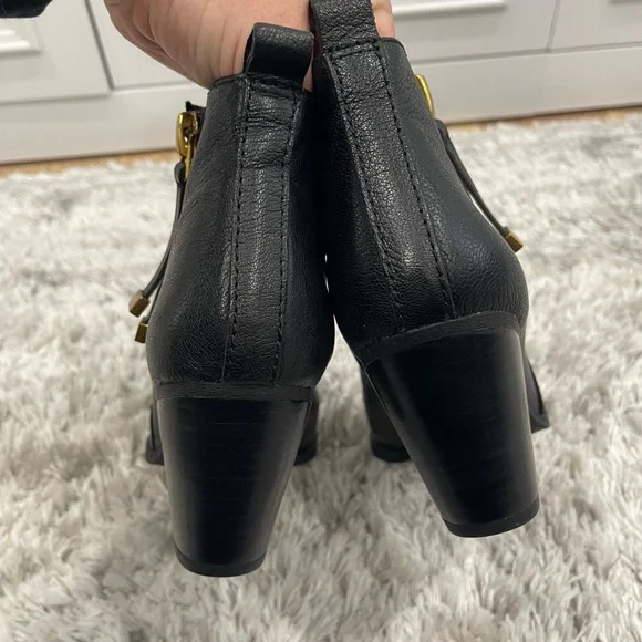 Franco Sarto Black Leather Ankle Boots Size 7.5 - Picture 5 of 5